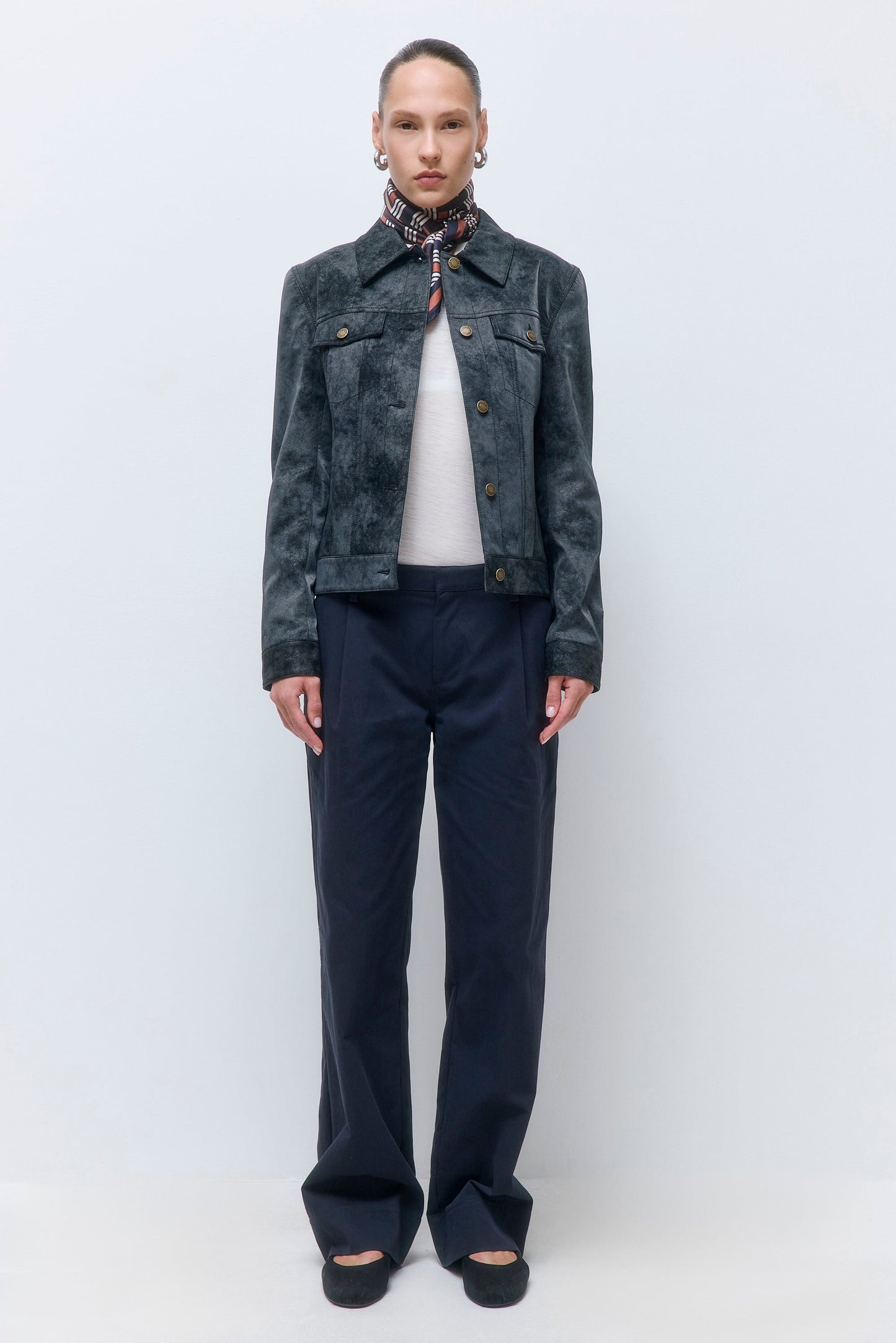 Vegan Leather Denim Fit Jacket