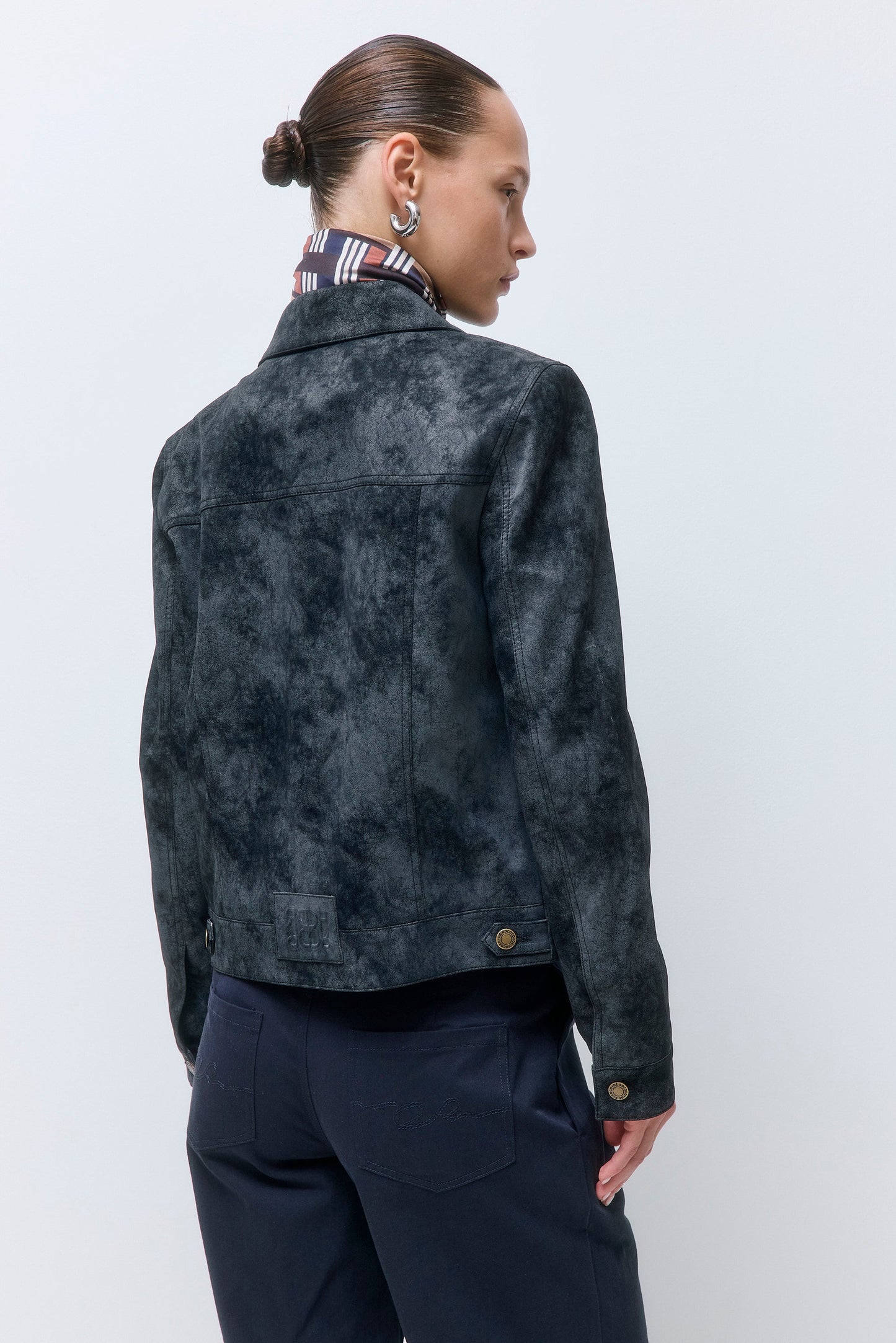 Vegan Leather Denim Fit Jacket