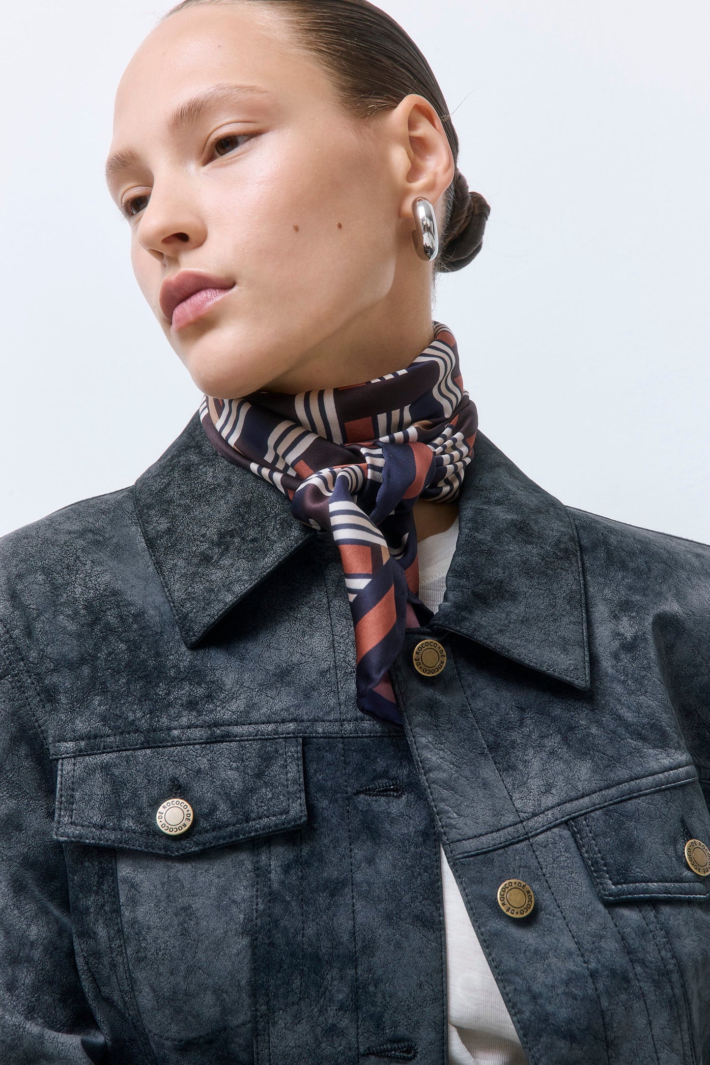 Vegan Leather Denim Fit Jacket