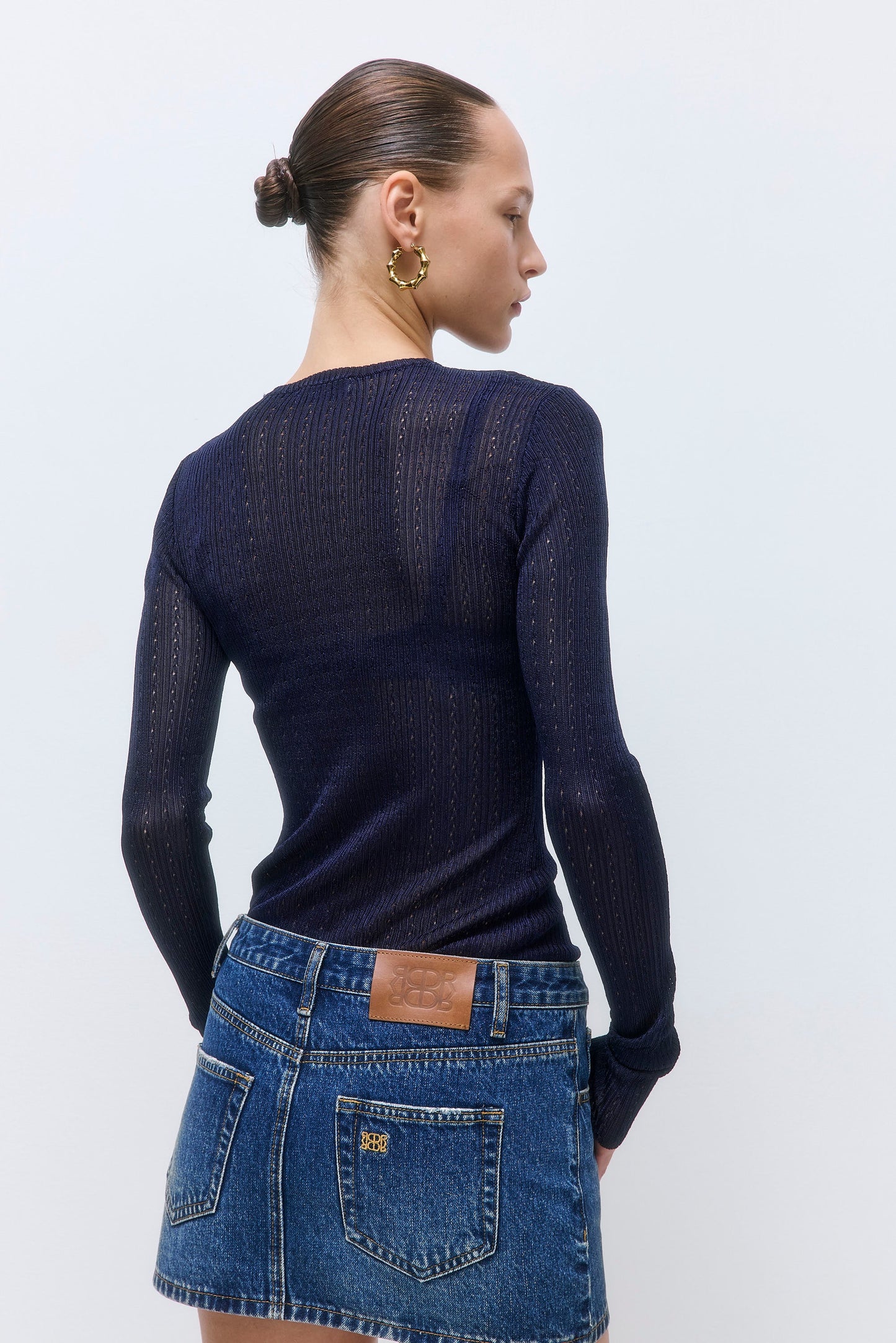 Semi Sheer Crochet Crewneck