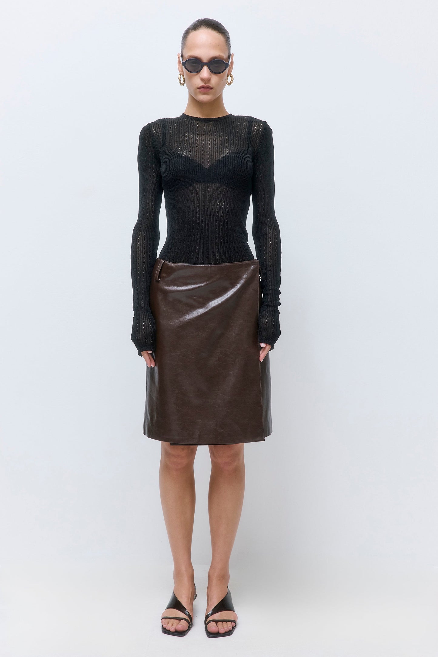 Semi Sheer Crochet Crewneck