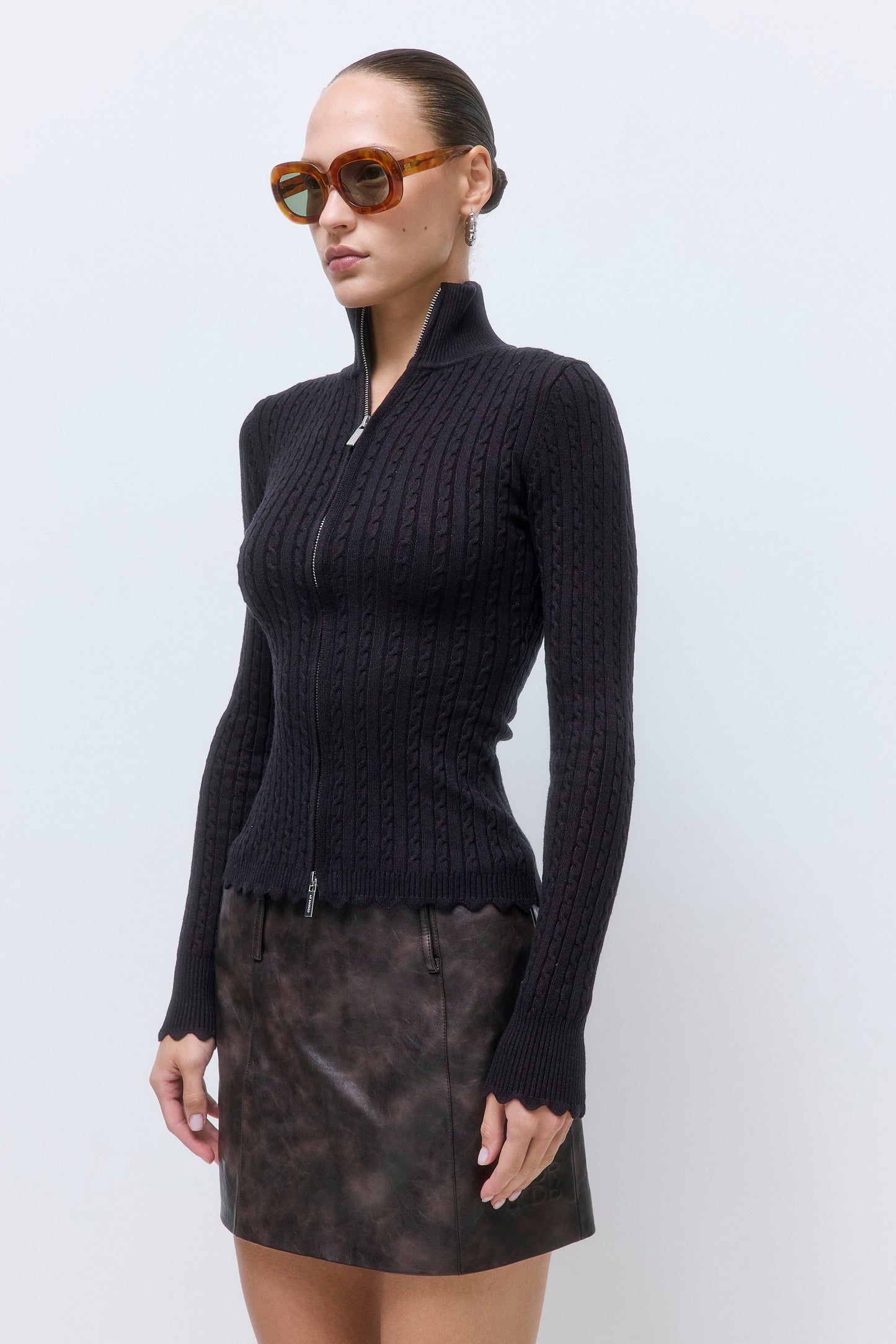 Fitted Cable Knit Cardigan