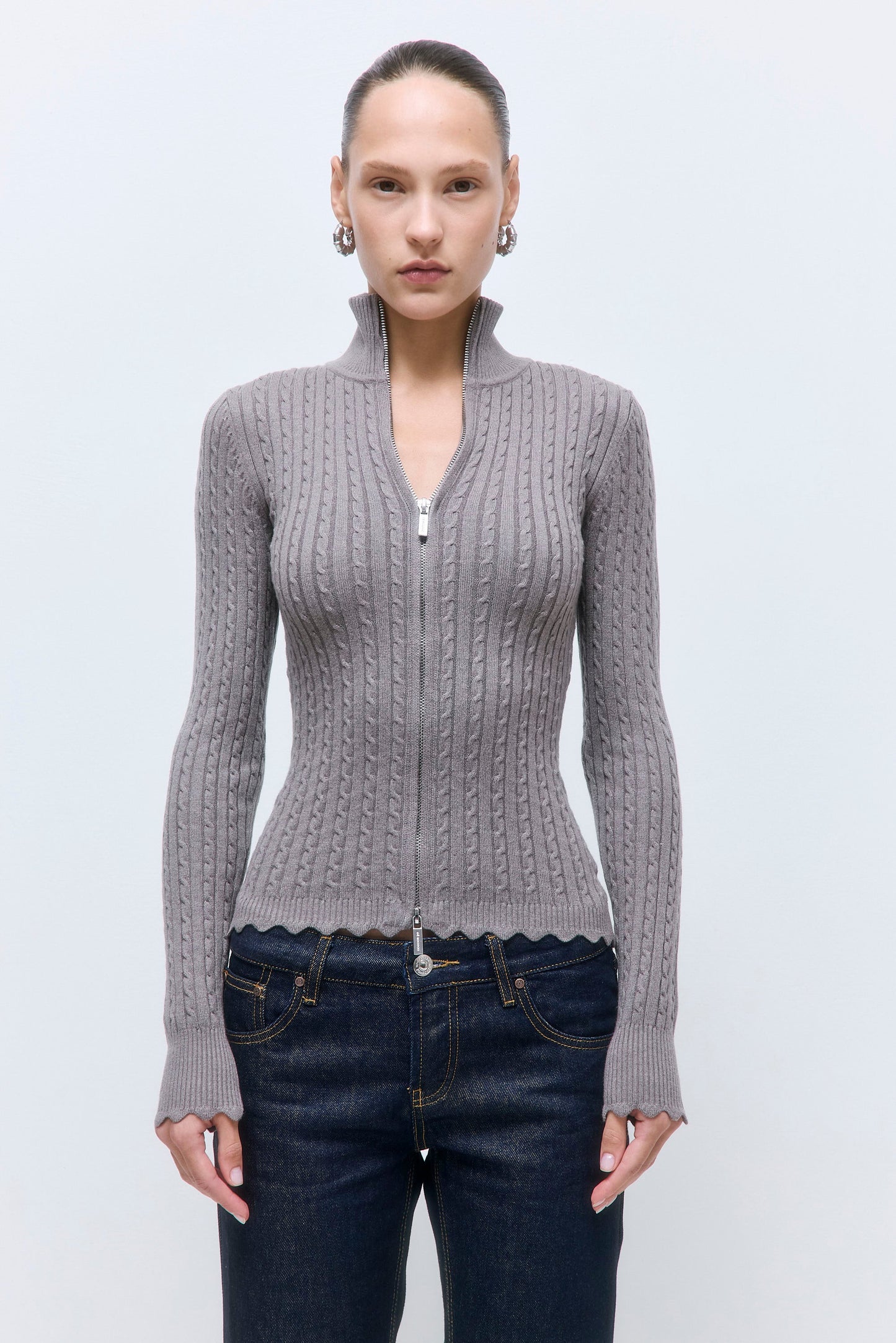 Fitted Cable Knit Cardigan