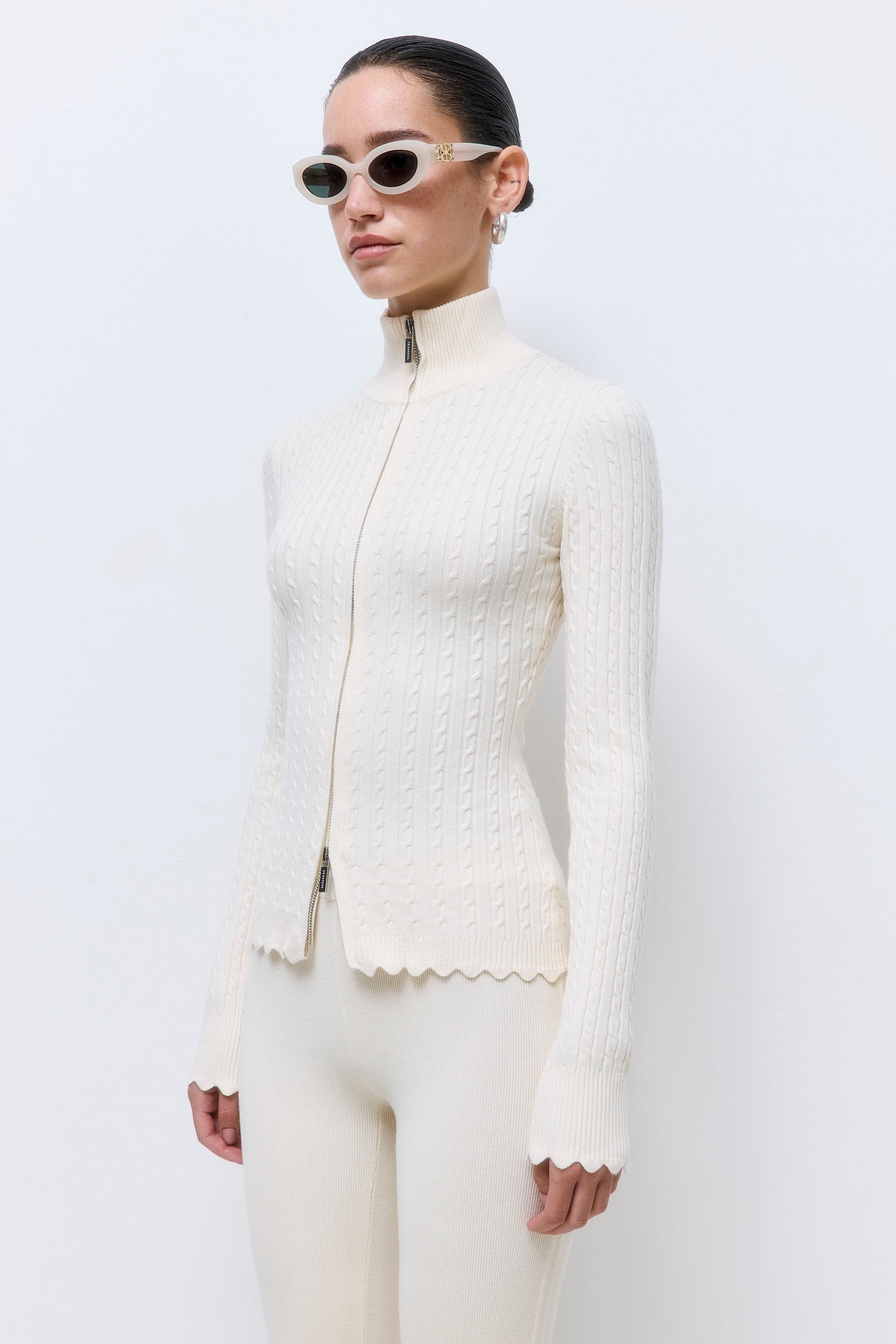 Fitted Cable Knit Cardigan