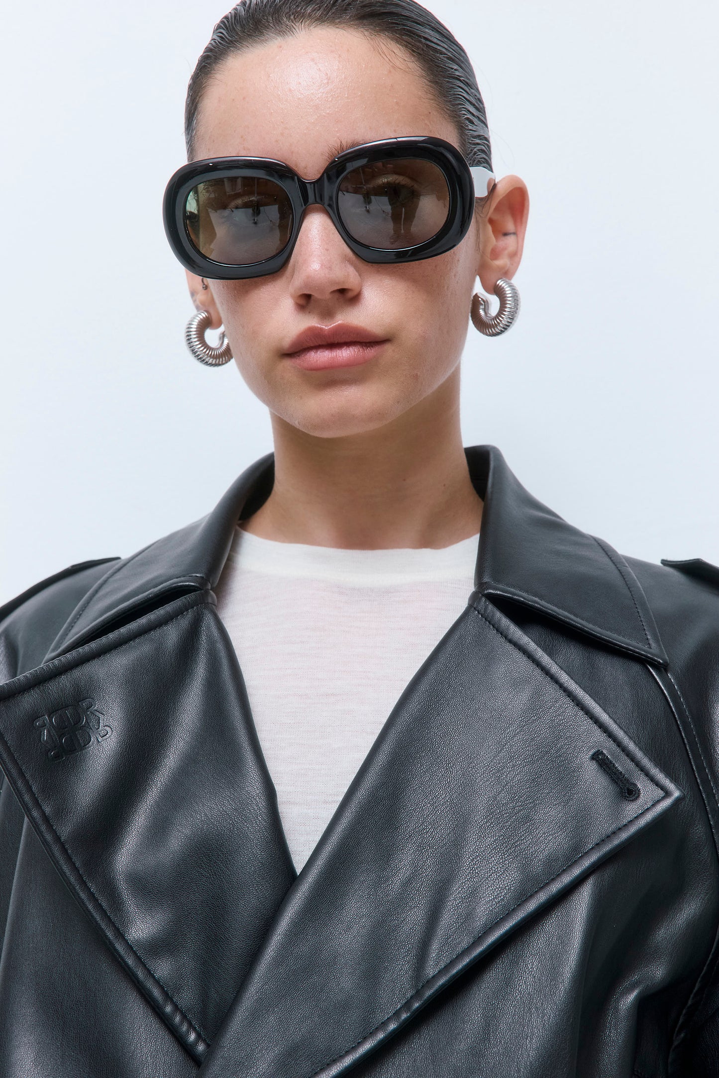 Vegan Leather Cropped Trench Coat