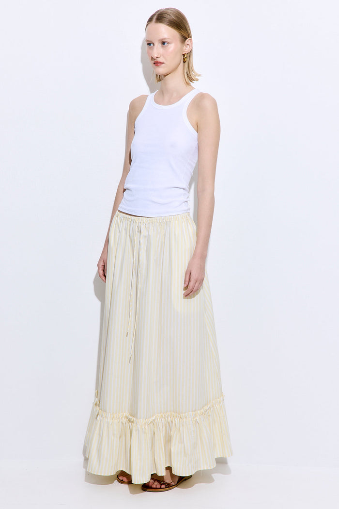 Ruffled Poplin Maxi Skirt