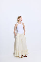 Ruffled Poplin Maxi Skirt