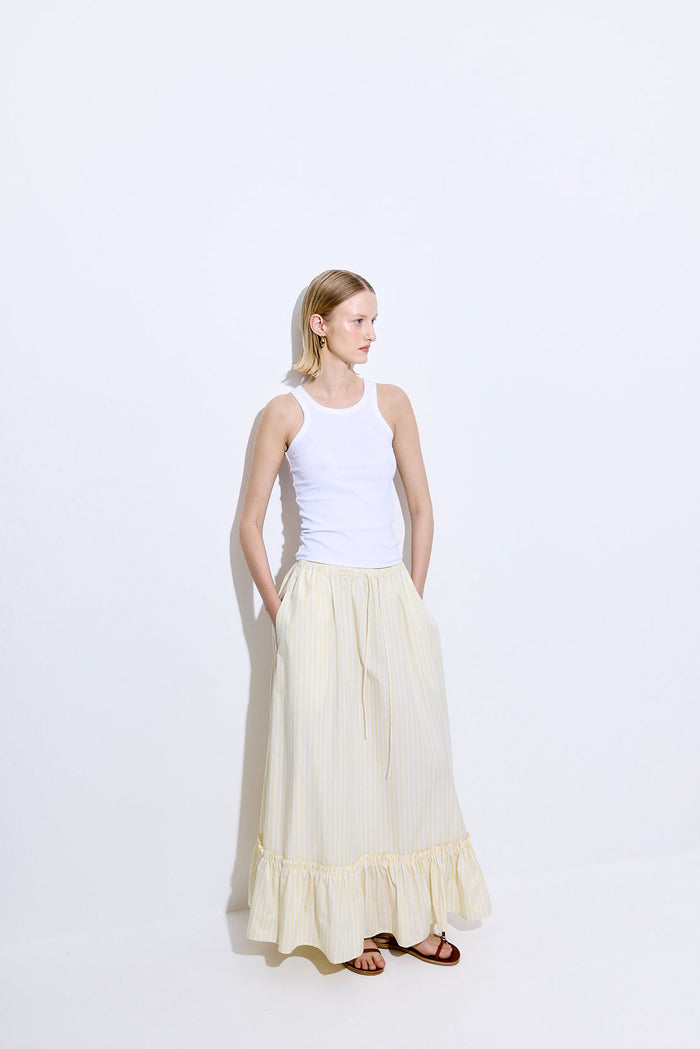 Ruffled Poplin Maxi Skirt