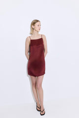 Satin Squared Neck Mini Dress