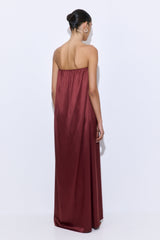 Gathered Strapless Satin Dress
