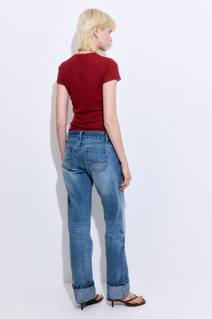 Sheer Ribbed Logo Top