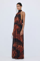 Semi Sheer Collar Maxi Dress