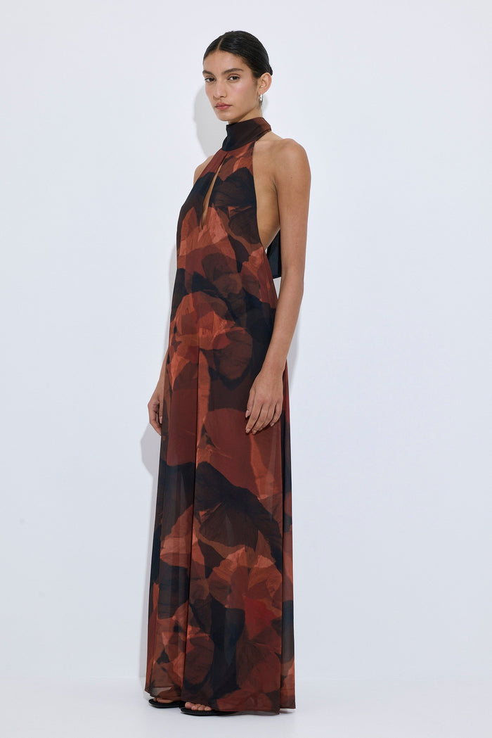 Semi Sheer Collar Maxi Dress