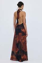 Semi Sheer Collar Maxi Dress