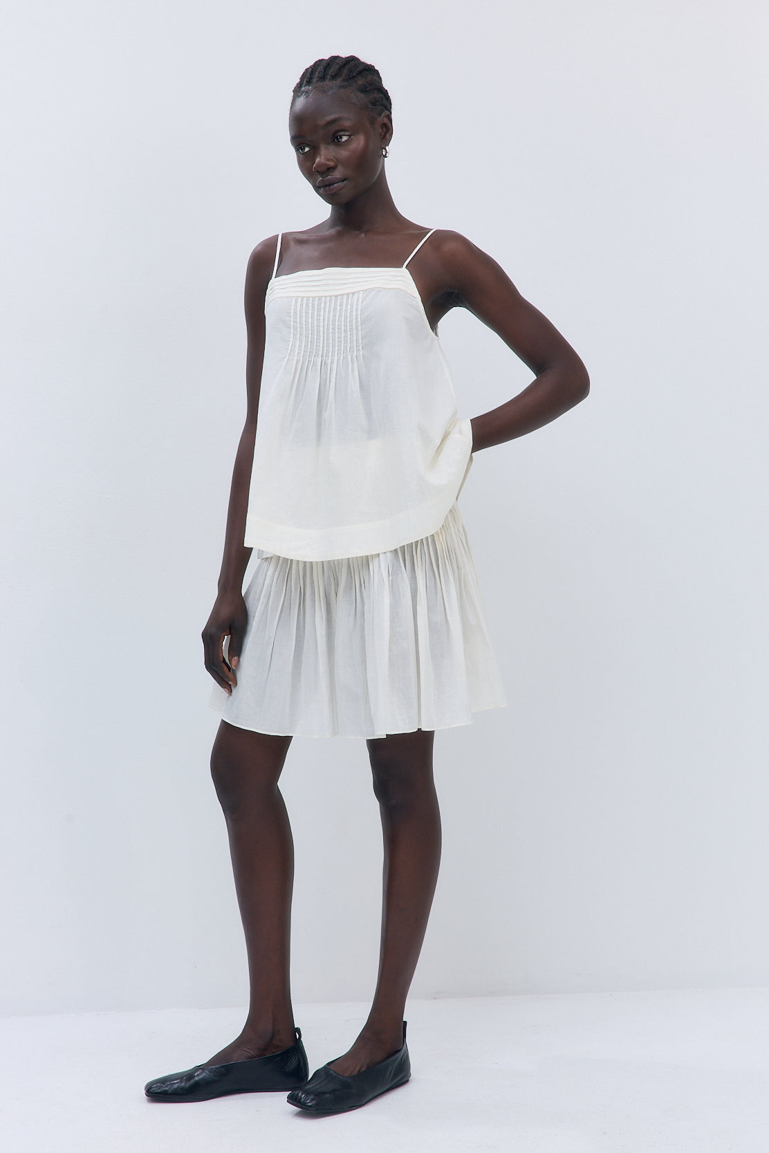 Semi Sheer Pleated Midi Skirt