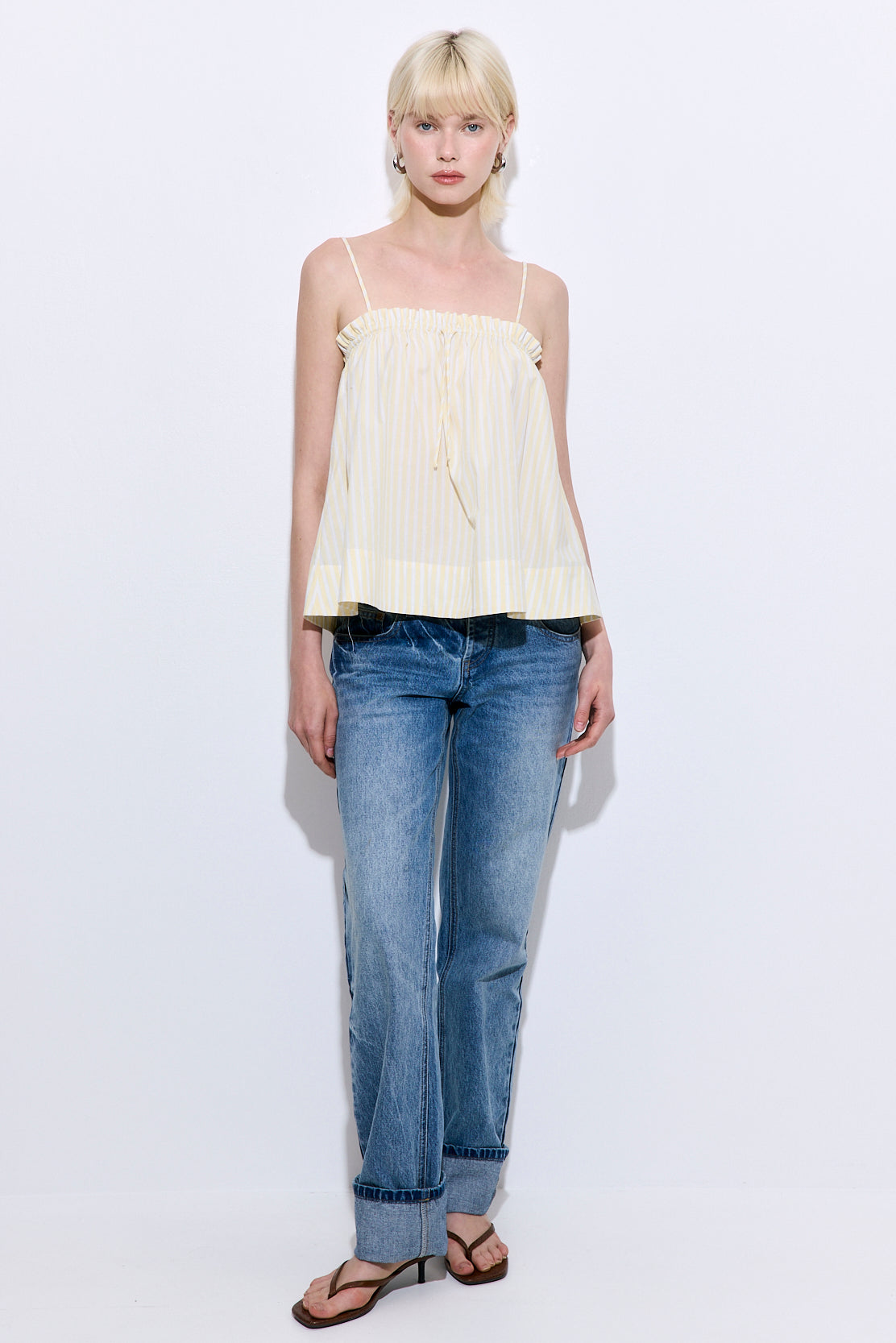 Ruffled Poplin Strappy Top