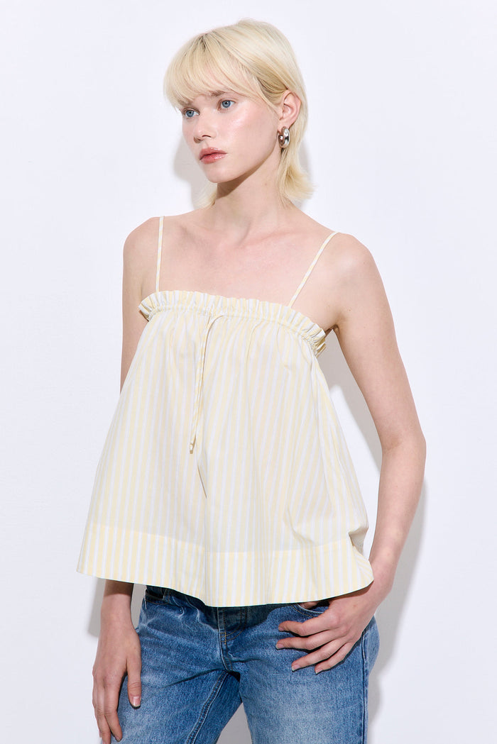 Ruffled Poplin Strappy Top