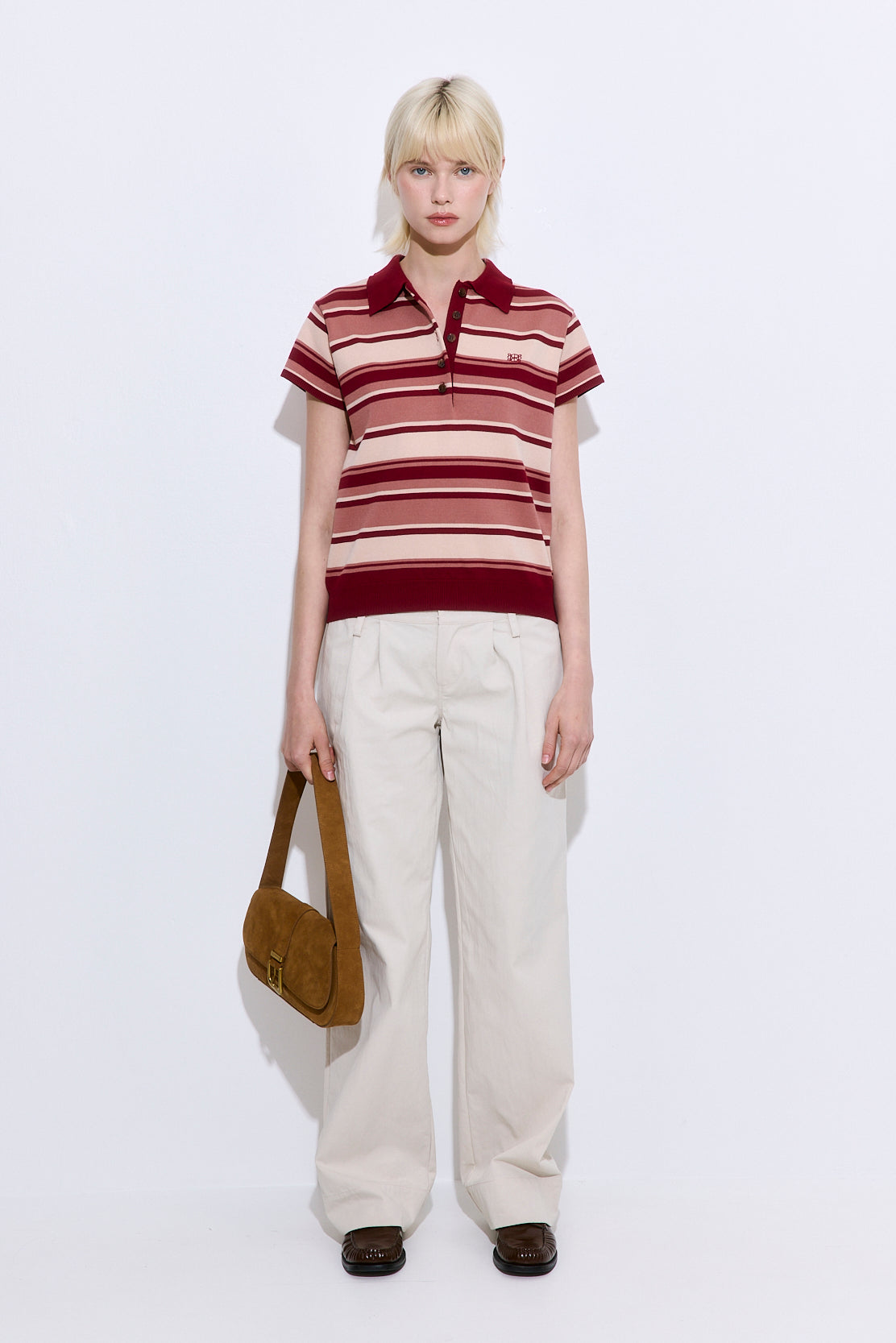 Short Sleeved Knitted Polo Shirt