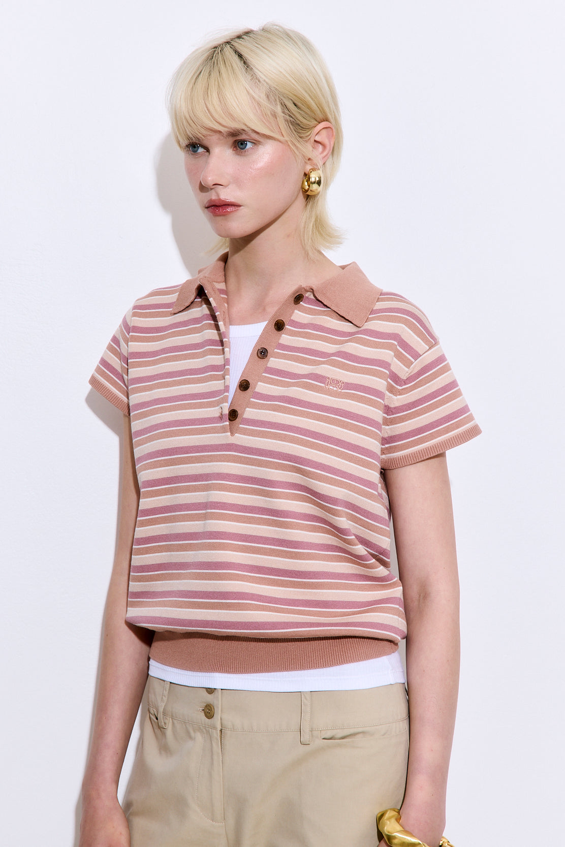 Short Sleeved Knitted Polo Shirt