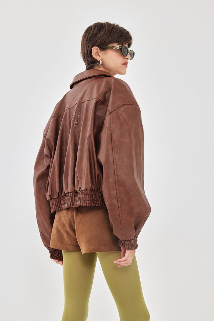 Vegan Leather Bomber Jacket