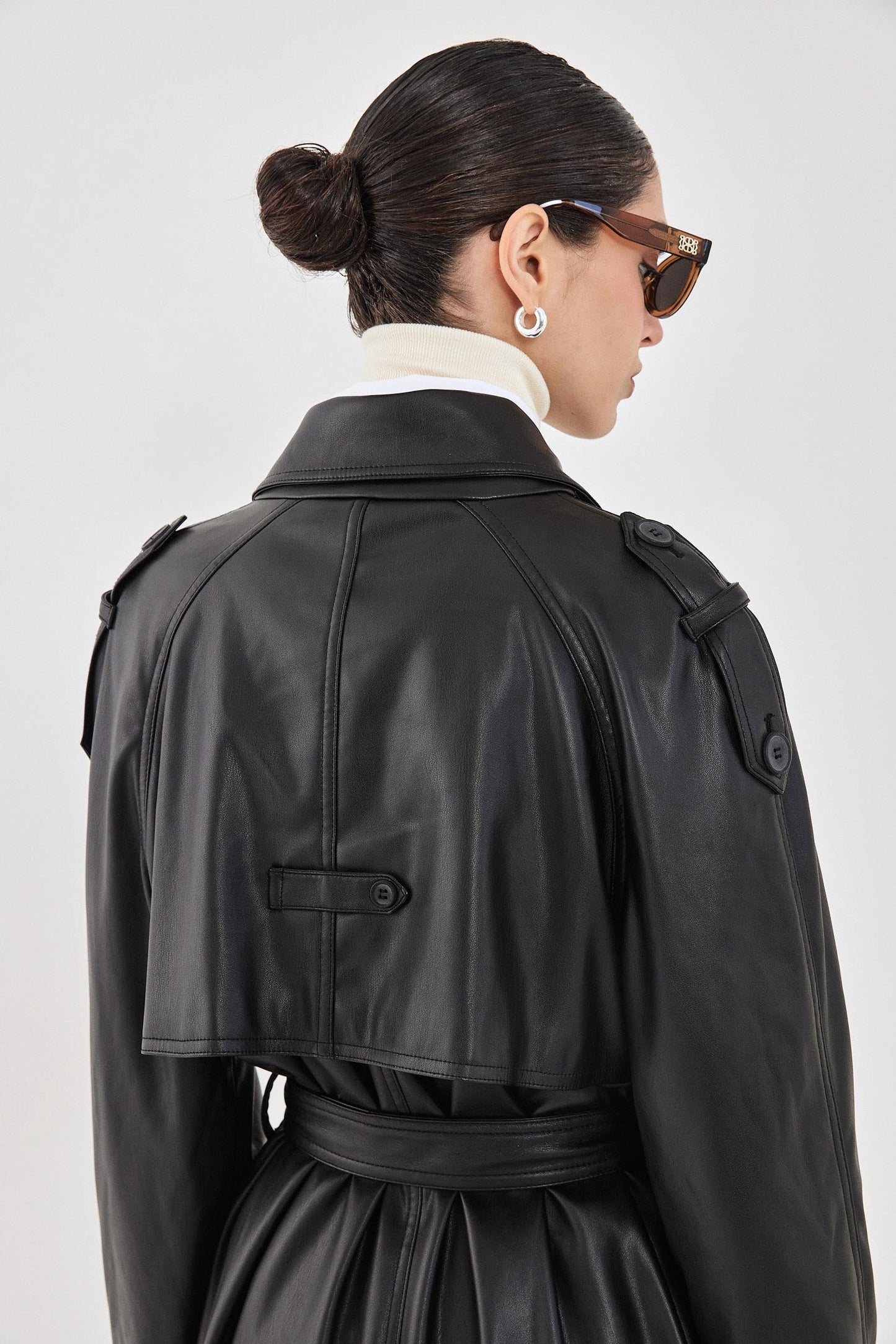Vegan Leather Trench Coat - Dé Rococo