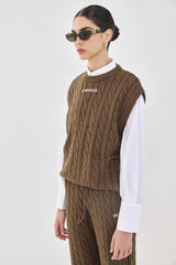 Cable-Knit Sleeveless Vest