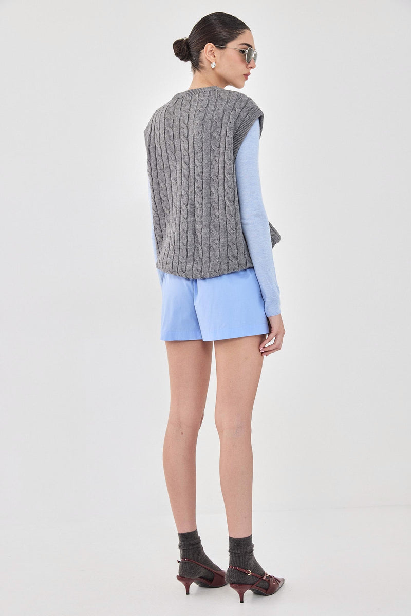 Cable-Knit Sleeveless Vest