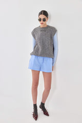 Cable-Knit Sleeveless Vest