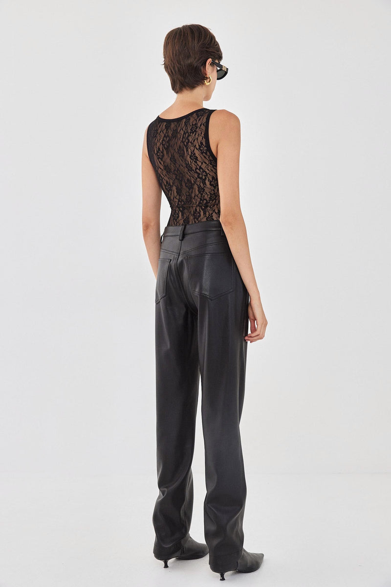 Vegan Leather Straight Pants