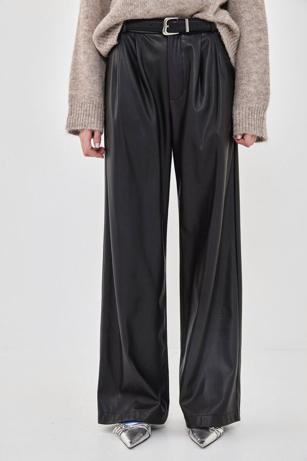 Vegan Leather Wide Pants