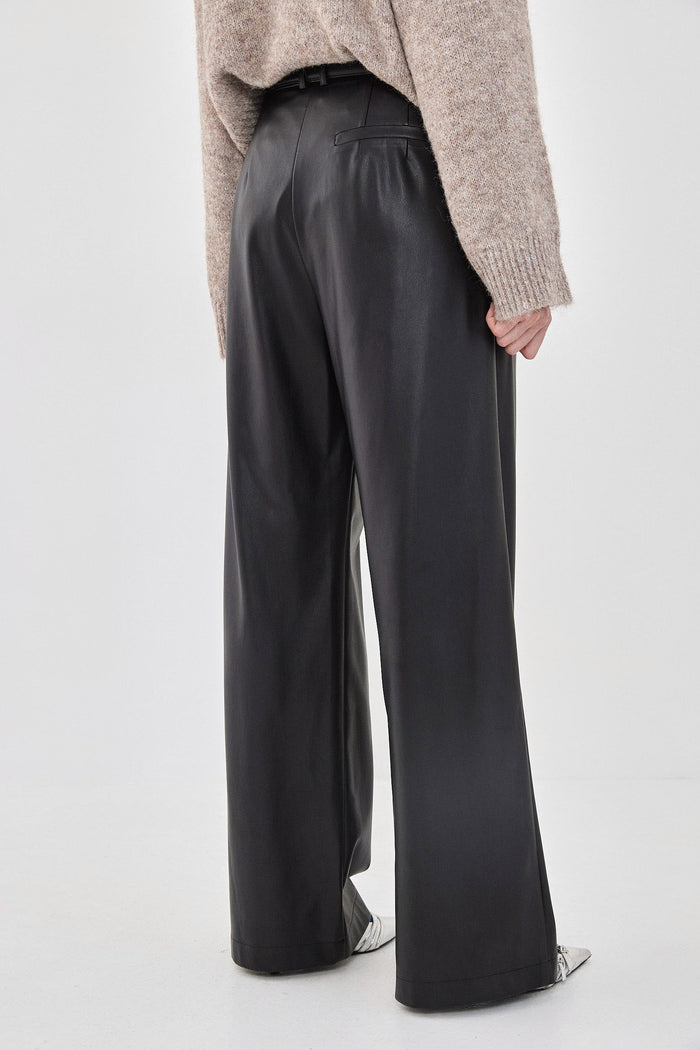 Vegan Leather Wide Pants