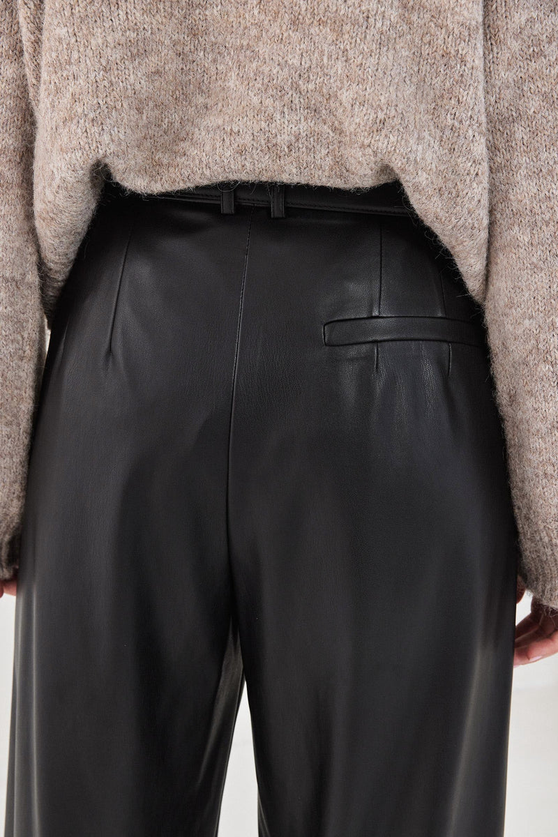 Vegan Leather Wide Pants