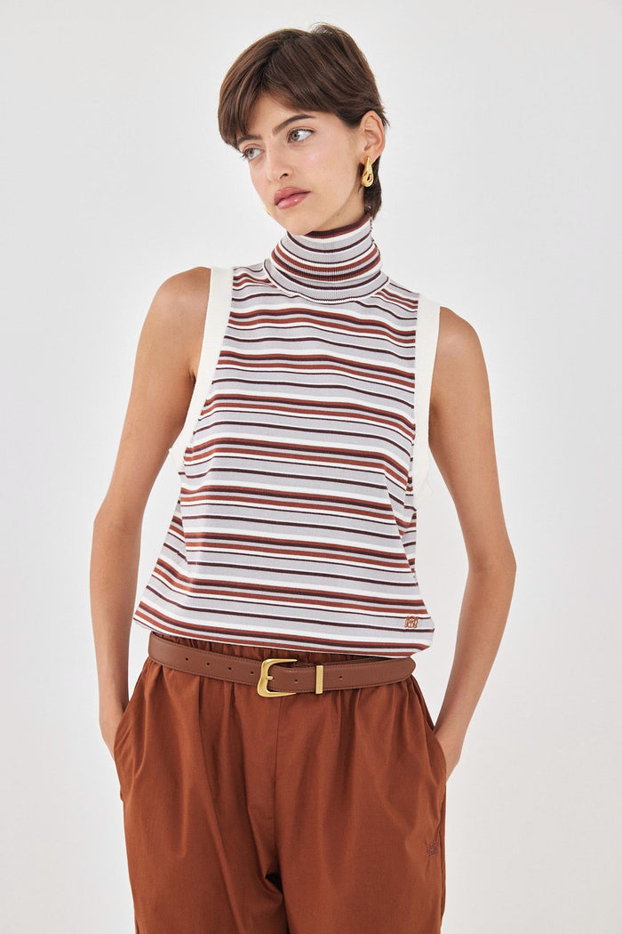 Sleeveless Knit Turtleneck Top