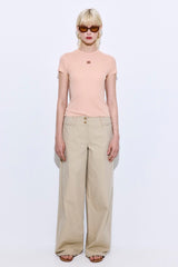 Sheer Ribbed Logo Top