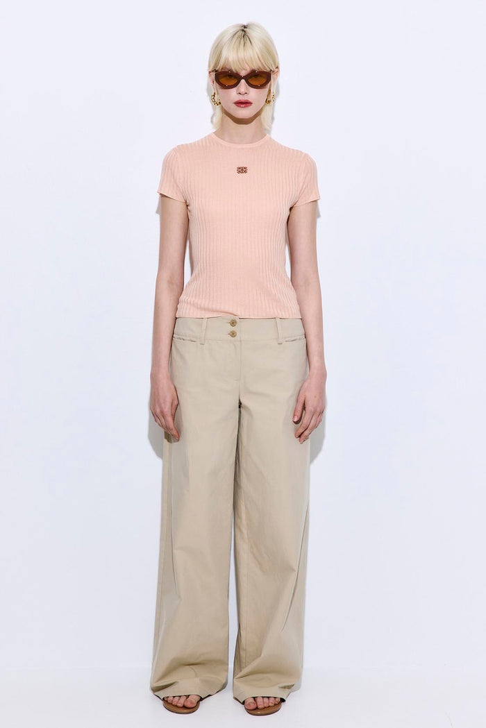 Sheer Ribbed Logo Top