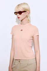 Sheer Ribbed Logo Top