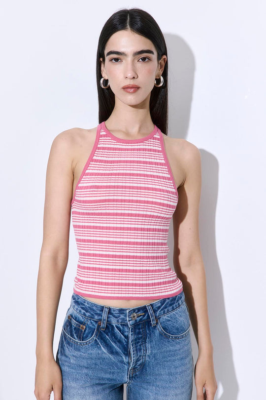 Ribbed Crew Neck Tank Top