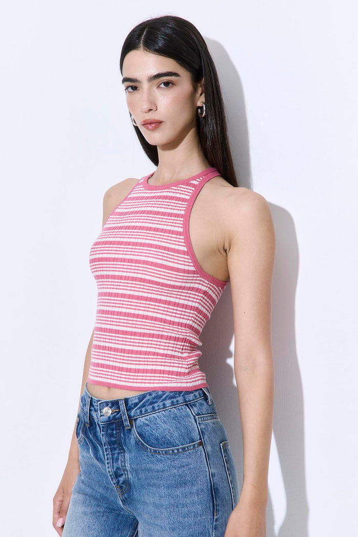Ribbed Crew Neck Tank Top