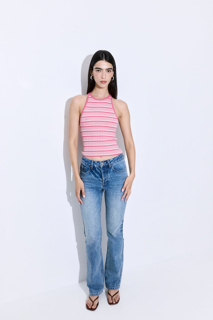 Ribbed Crew Neck Tank Top