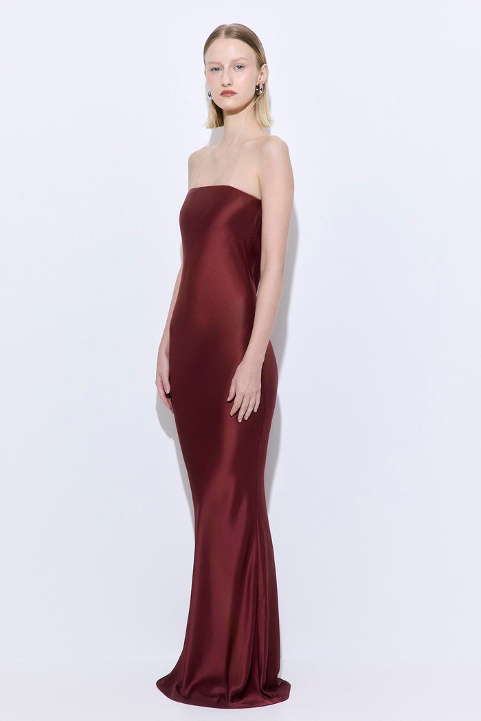 Satin Strapless Maxi Dress
