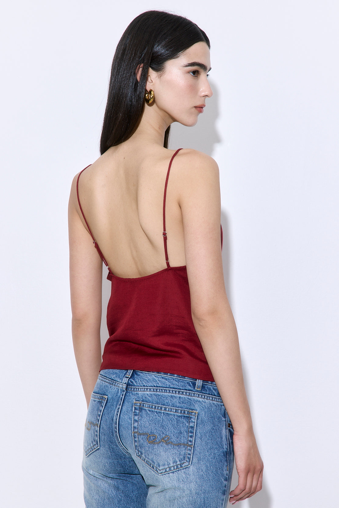 Gathered Neck Linen Camisole
