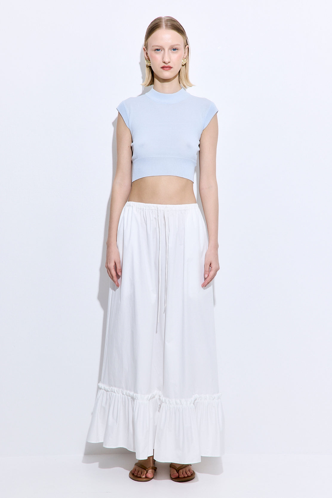 Ruffled Poplin Maxi Skirt