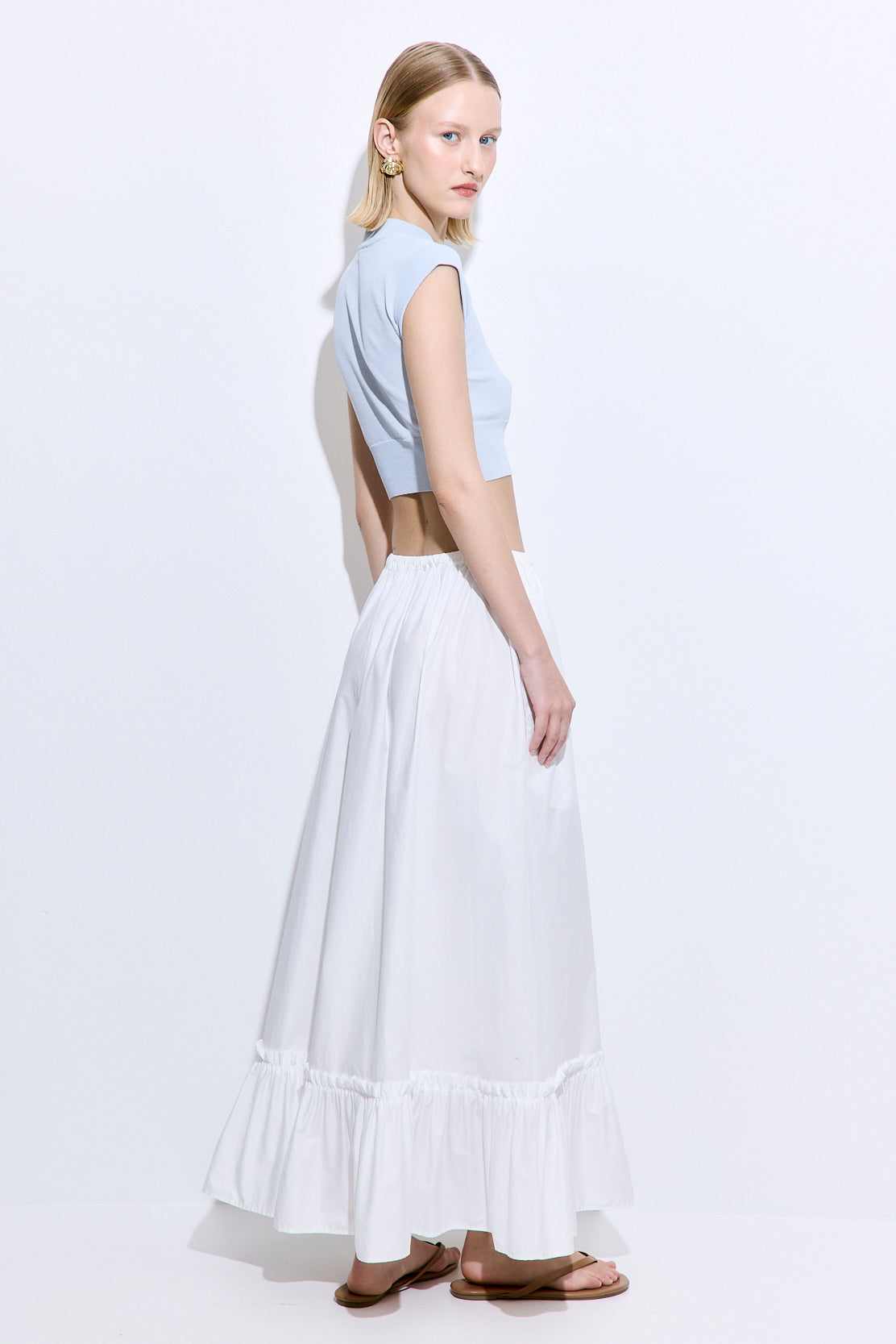 Ruffled Poplin Maxi Skirt
