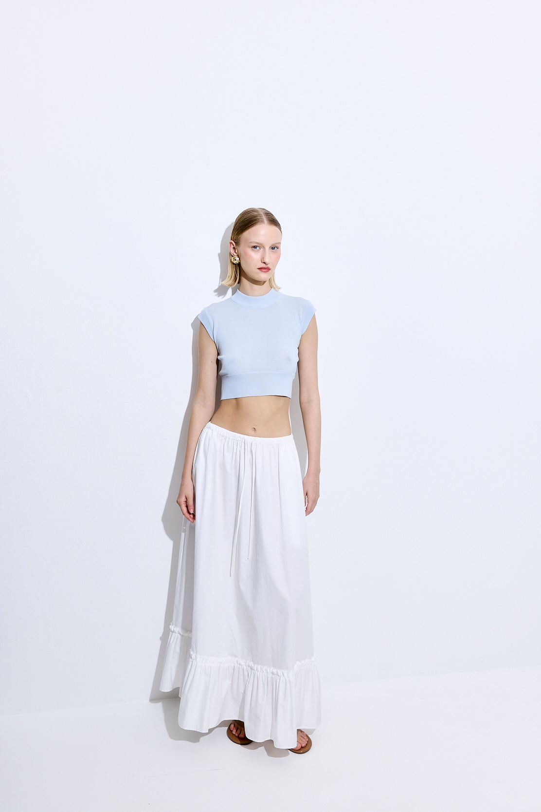 Ruffled Poplin Maxi Skirt