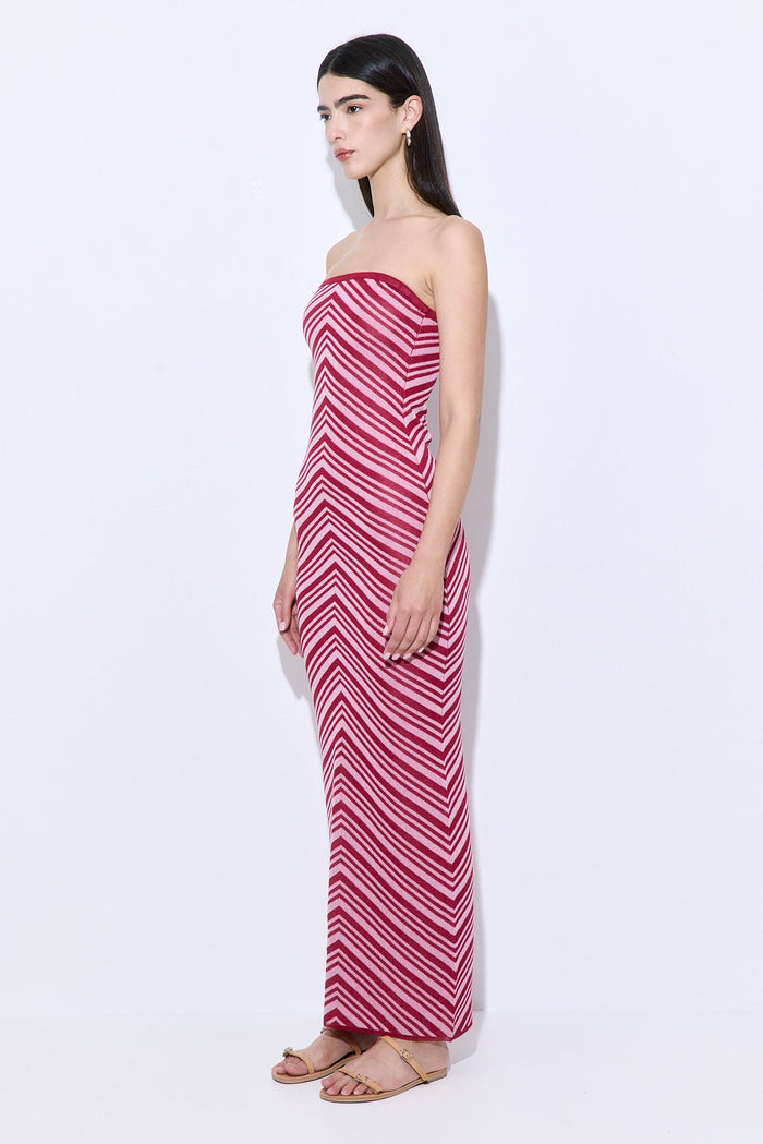 Pattern Knitted Strapless Dress