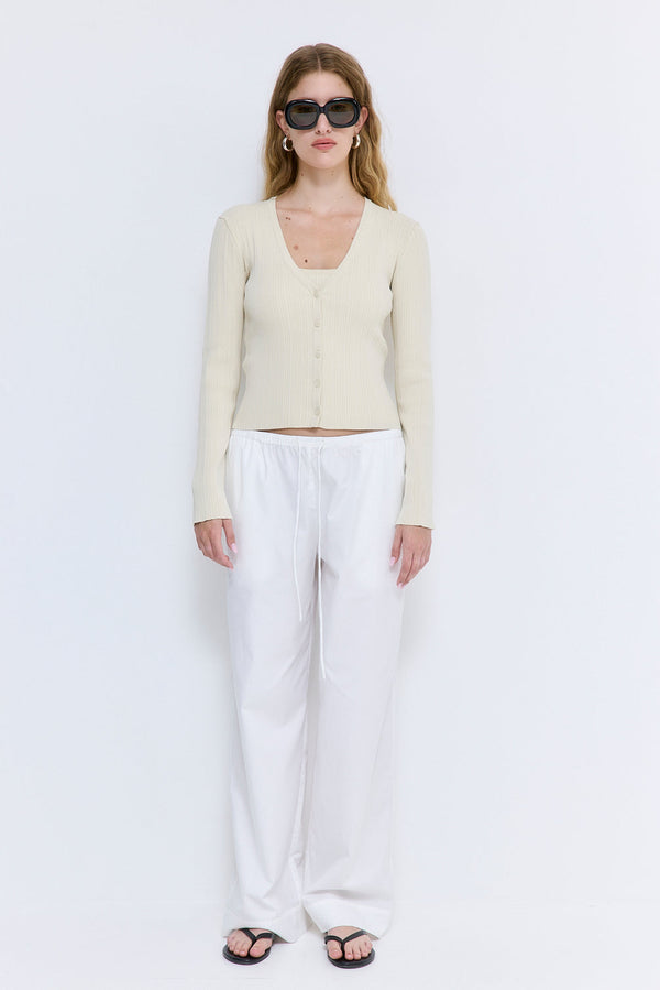 Ribbed V Neck Cardigan