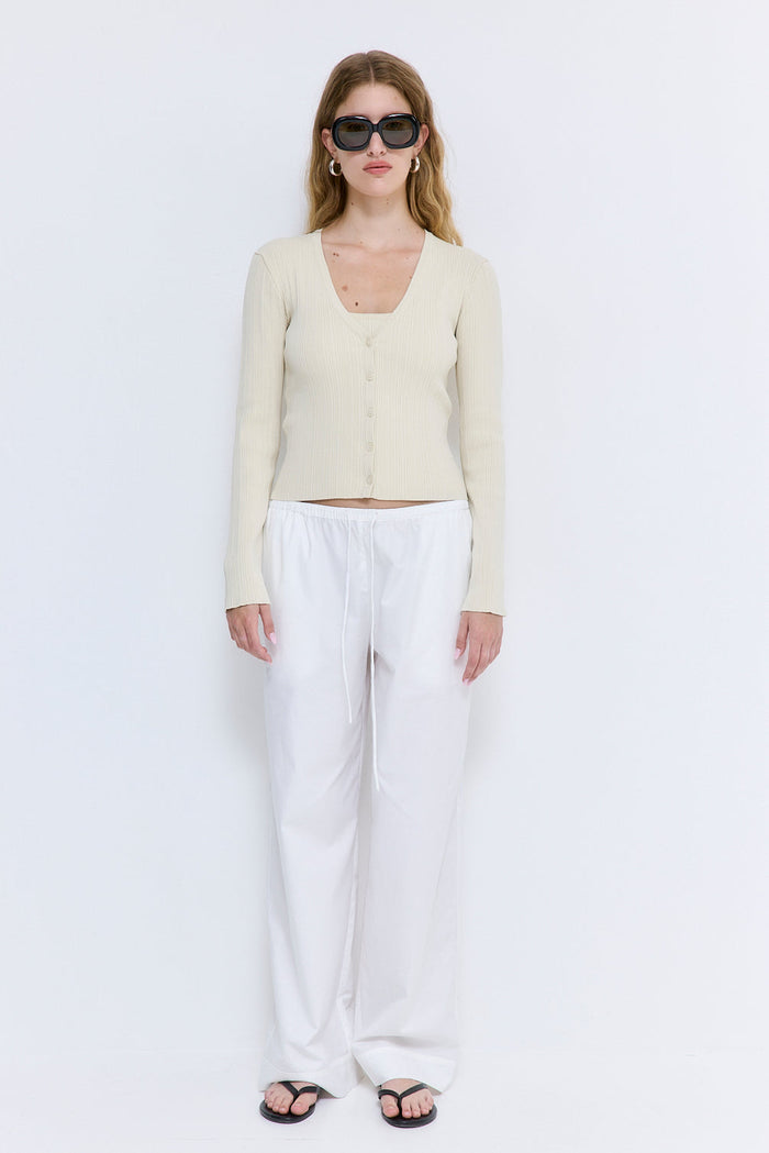 Ribbed V Neck Cardigan