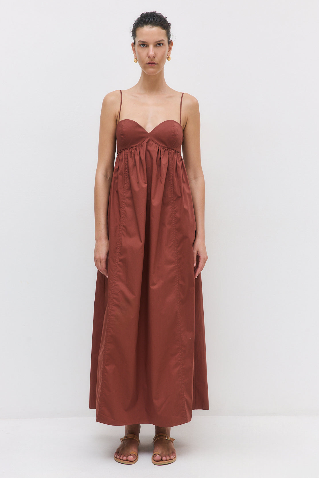 Cupped Poplin Maxi Dress