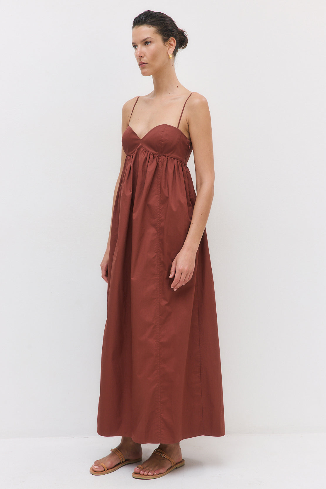 Cupped Poplin Maxi Dress