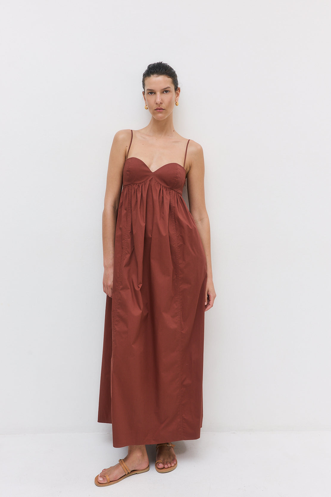 Cupped Poplin Maxi Dress